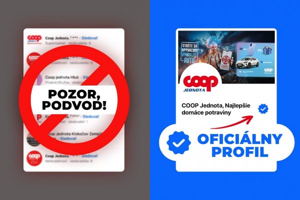 Pozor: Nenaleťte na falošné profily vydávajúce sa za COOP Jednotu 
