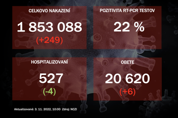 Koronavírus ONLINE: PCR testy v stredu odhalili 249 pozitívnych