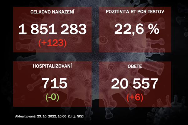 Koronavírus ONLINE: PCR testy v sobotu odhalili 123 pozitívnych